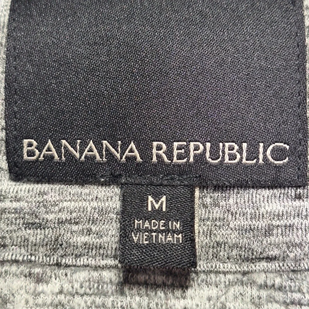 Banana Republic Quilted Hoodie Men's Medium Gray Long Sleeve Drawstring Full Zip